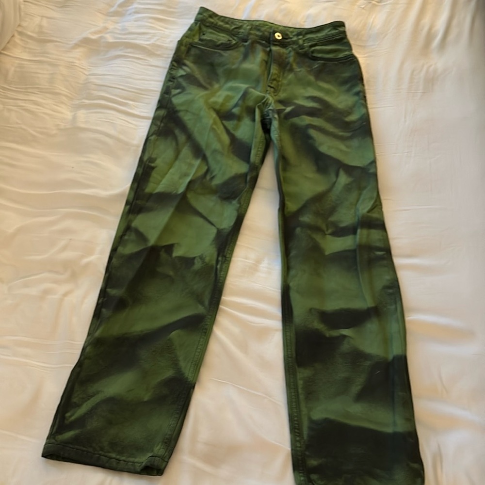 Black and green tie dye denim